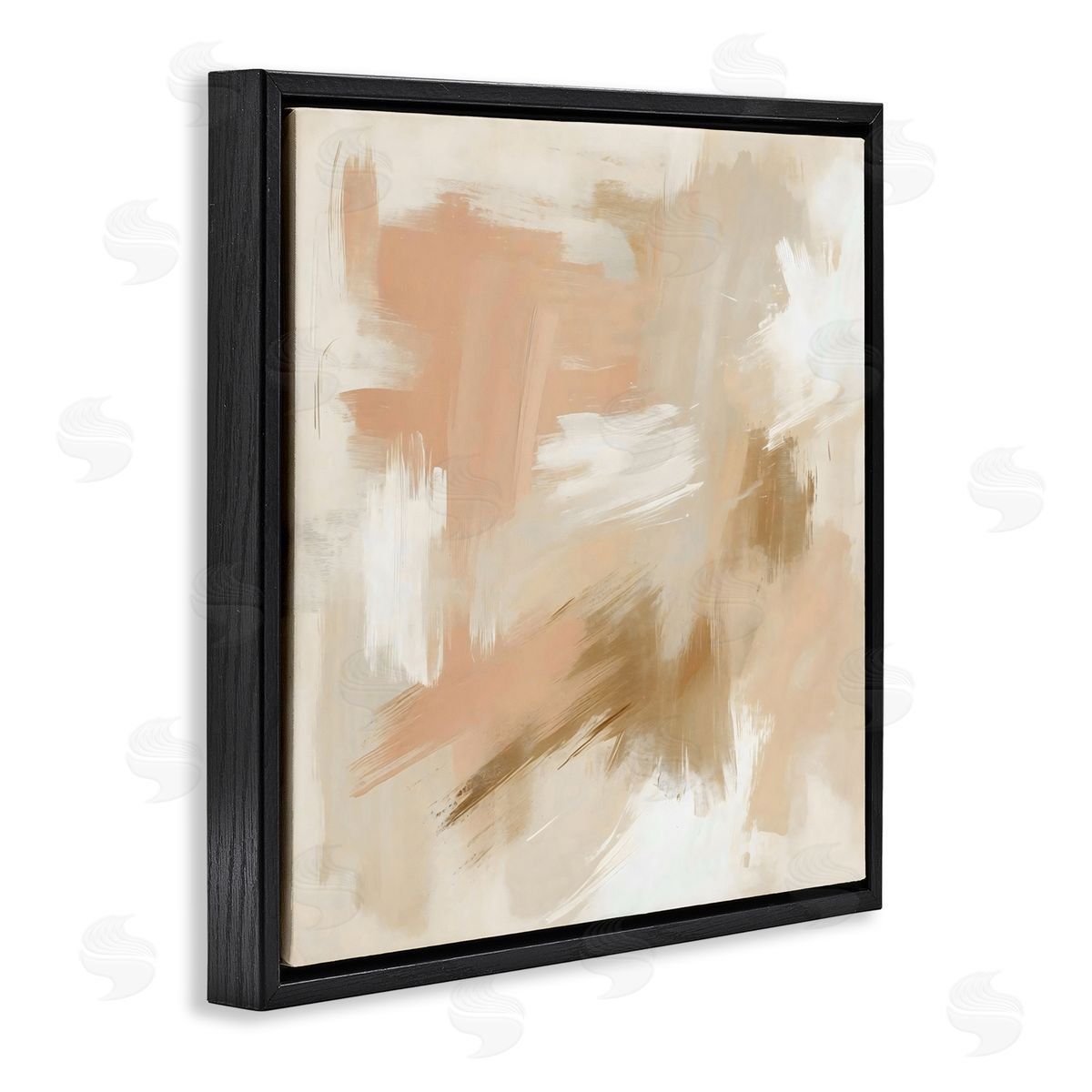 Creative Studio Beige And Pink Strokes Black Floating Frame Canvas Wall Art Print