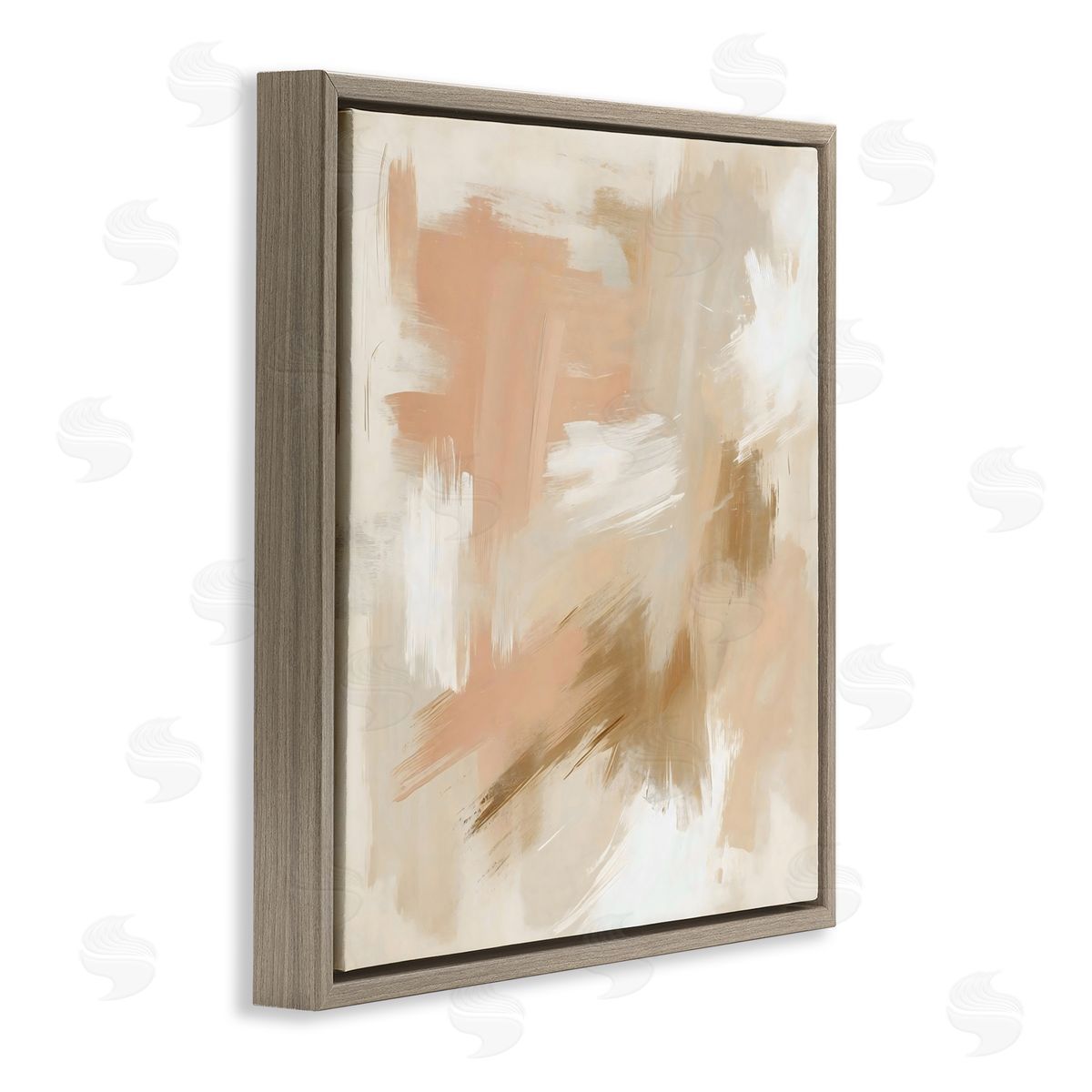 Creative Studio Beige And Pink Strokes Brown Floating Frame Canvas Art Print