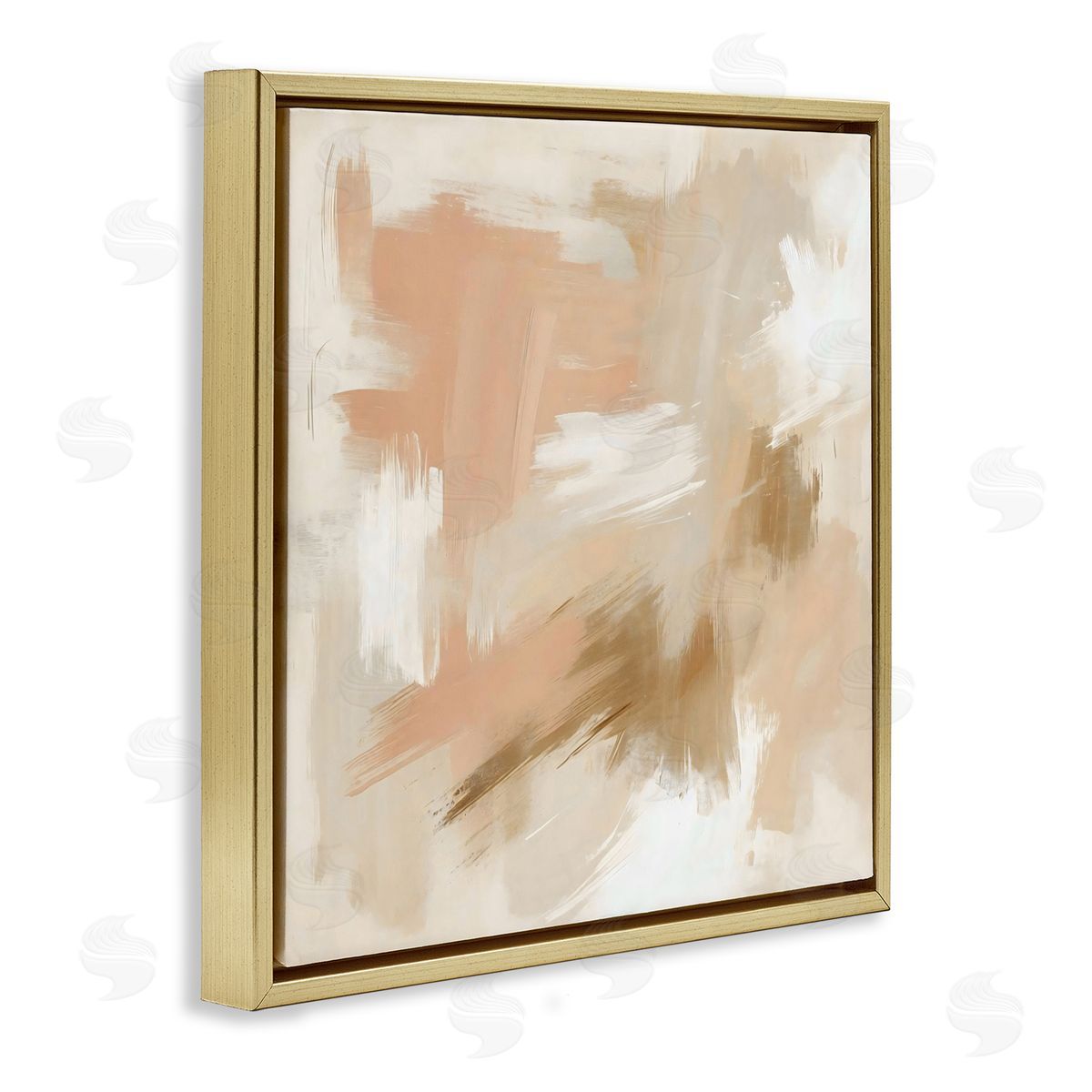 Creative Studio Beige And Pink Strokes Gold Floating Frame Canvas Art Print