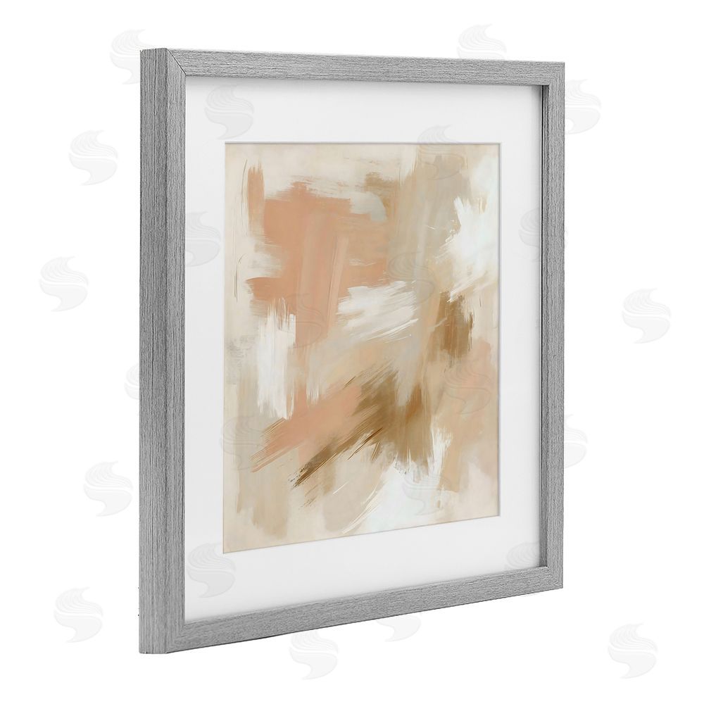 Creative Studio Beige And Pink Strokes Gray Framed Print Under Glass Art