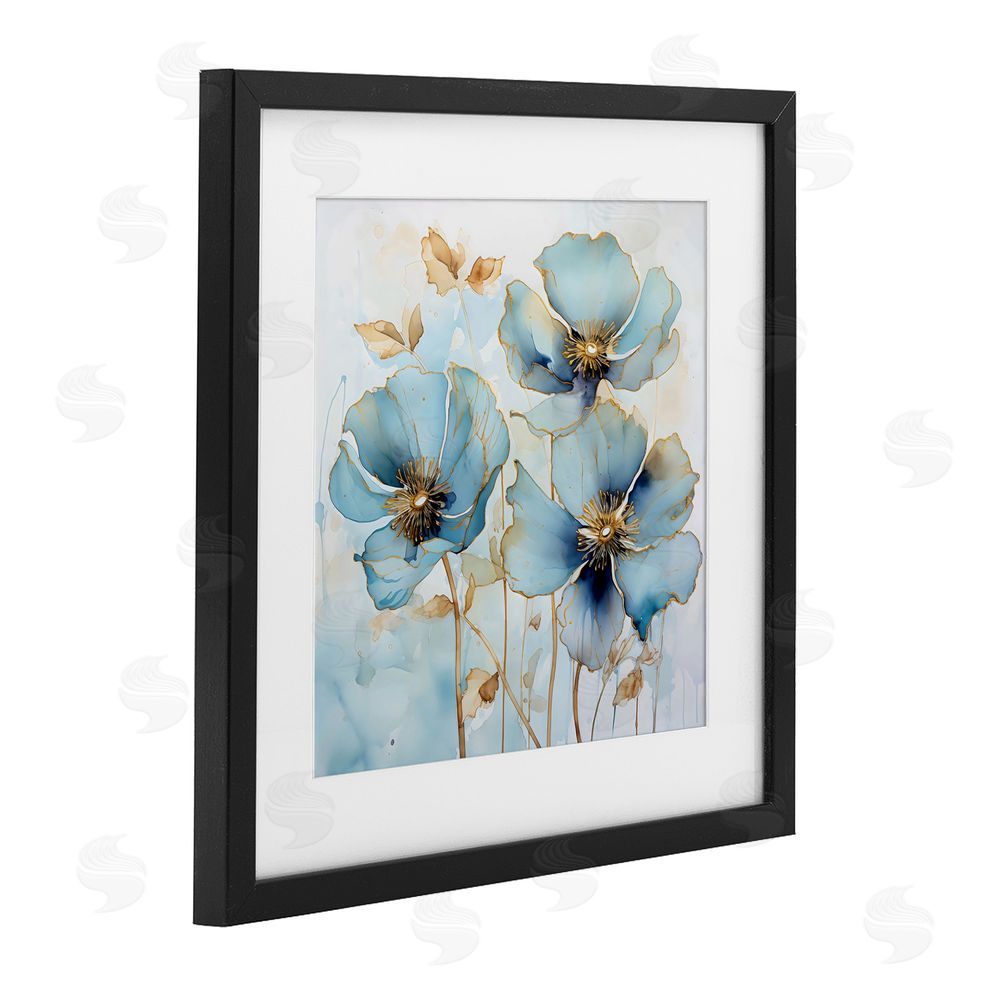 Creative Studio Sapphire And Gold Florals Black Framed Print Under Glass Art