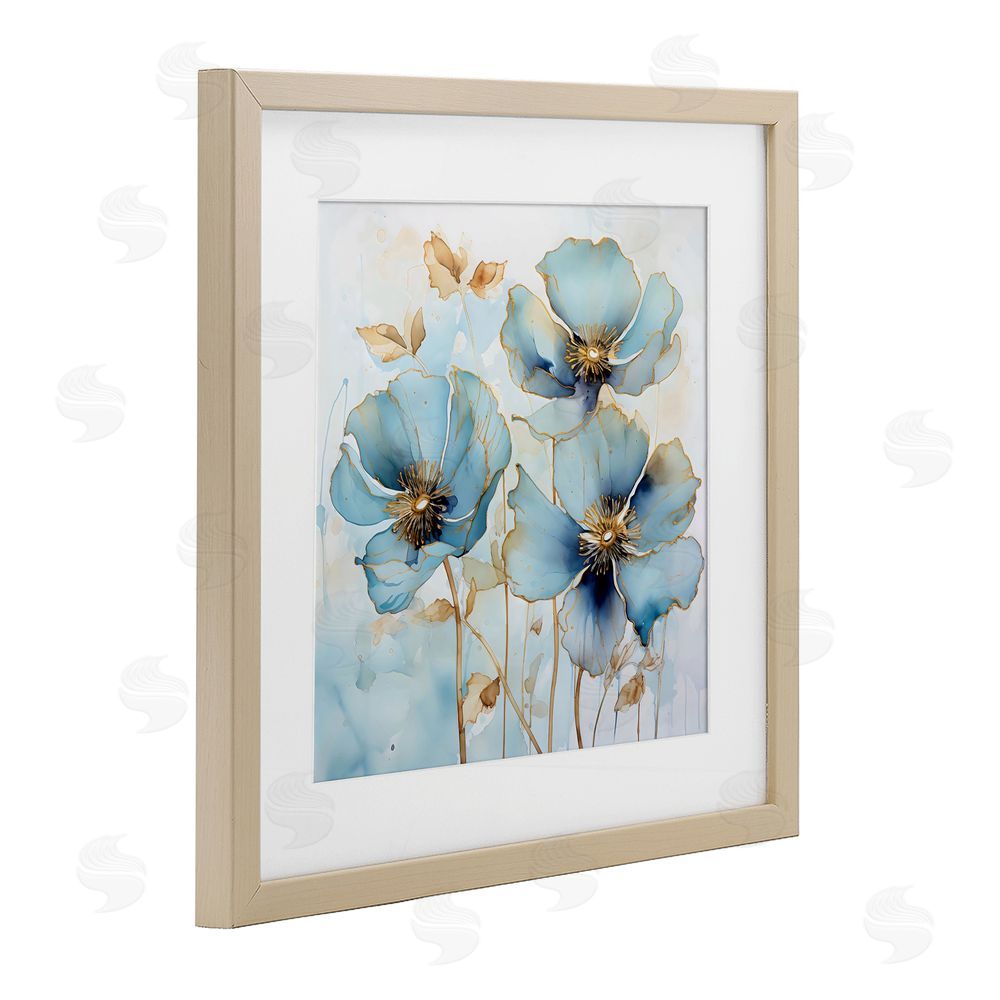 Creative Studio Sapphire And Gold Florals Birch Framed Print Under Glass Art