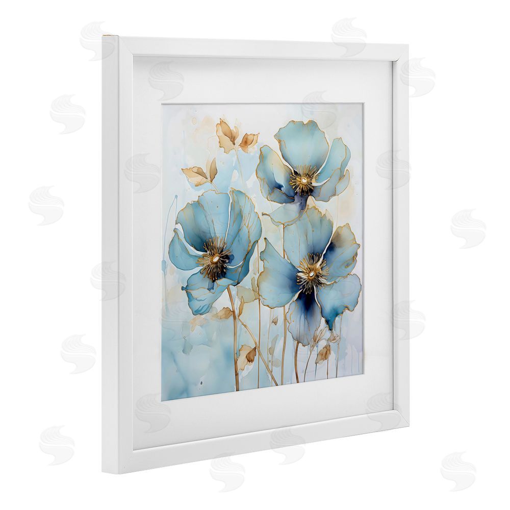 Creative Studio Sapphire And Gold Florals White Framed Print Under Glass Art