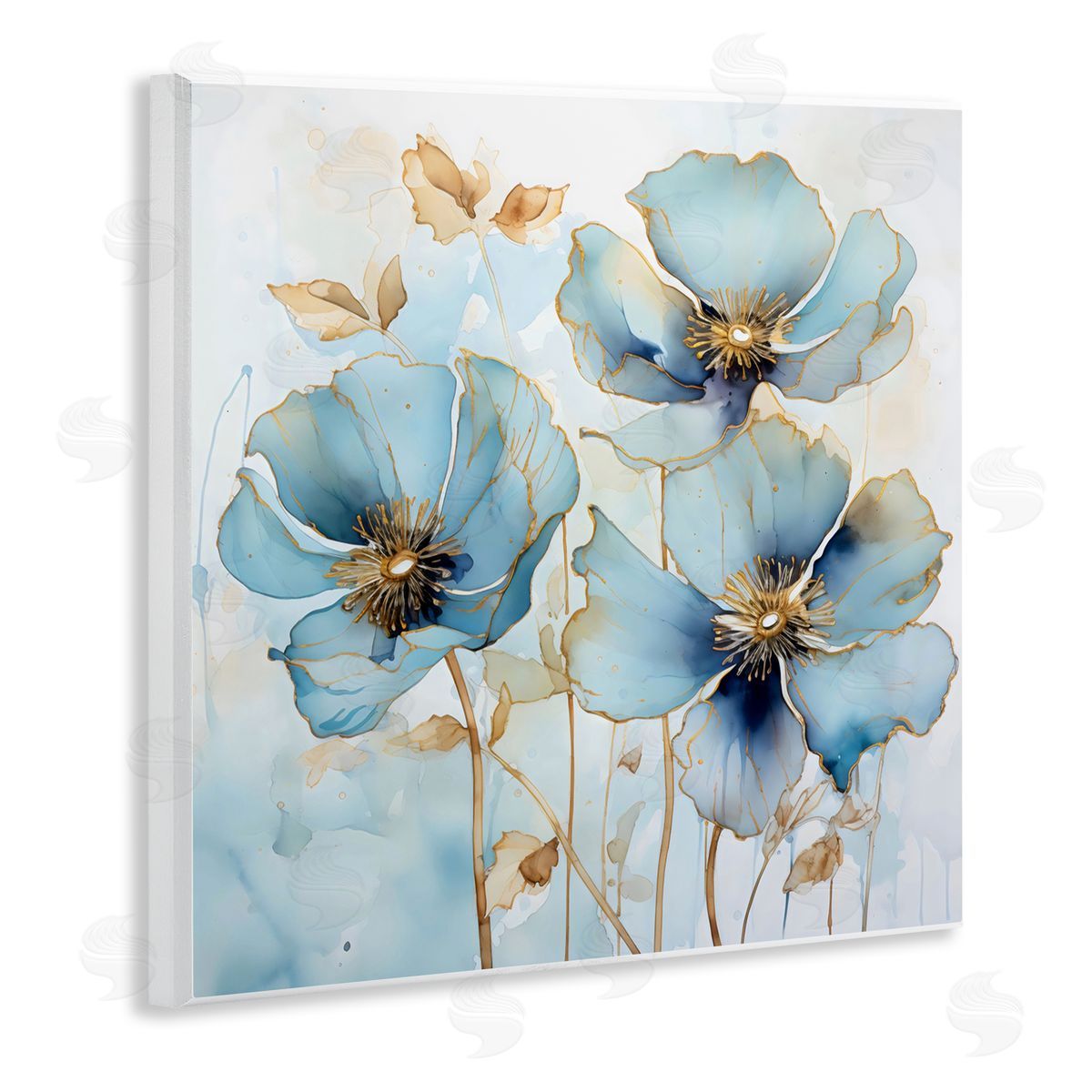 Creative Studio Sapphire And Gold Florals Wall Plaque Art Print