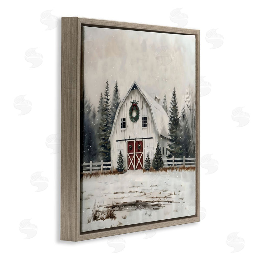 Creative Studio | White Christmas Barn with Wreat