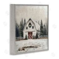 Creative Studio | White Christmas Barn with Wreat