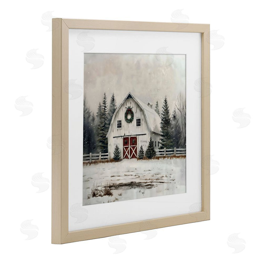 Creative Studio | White Christmas Barn with Wreat