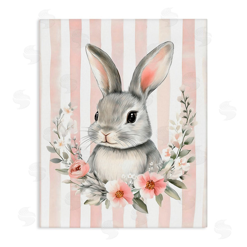 Arlington Prints | Pink Striped Nursery Bunny