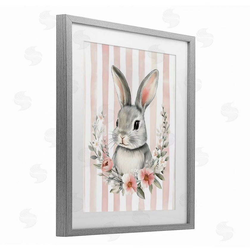 Arlington Prints | Pink Striped Nursery Bunny