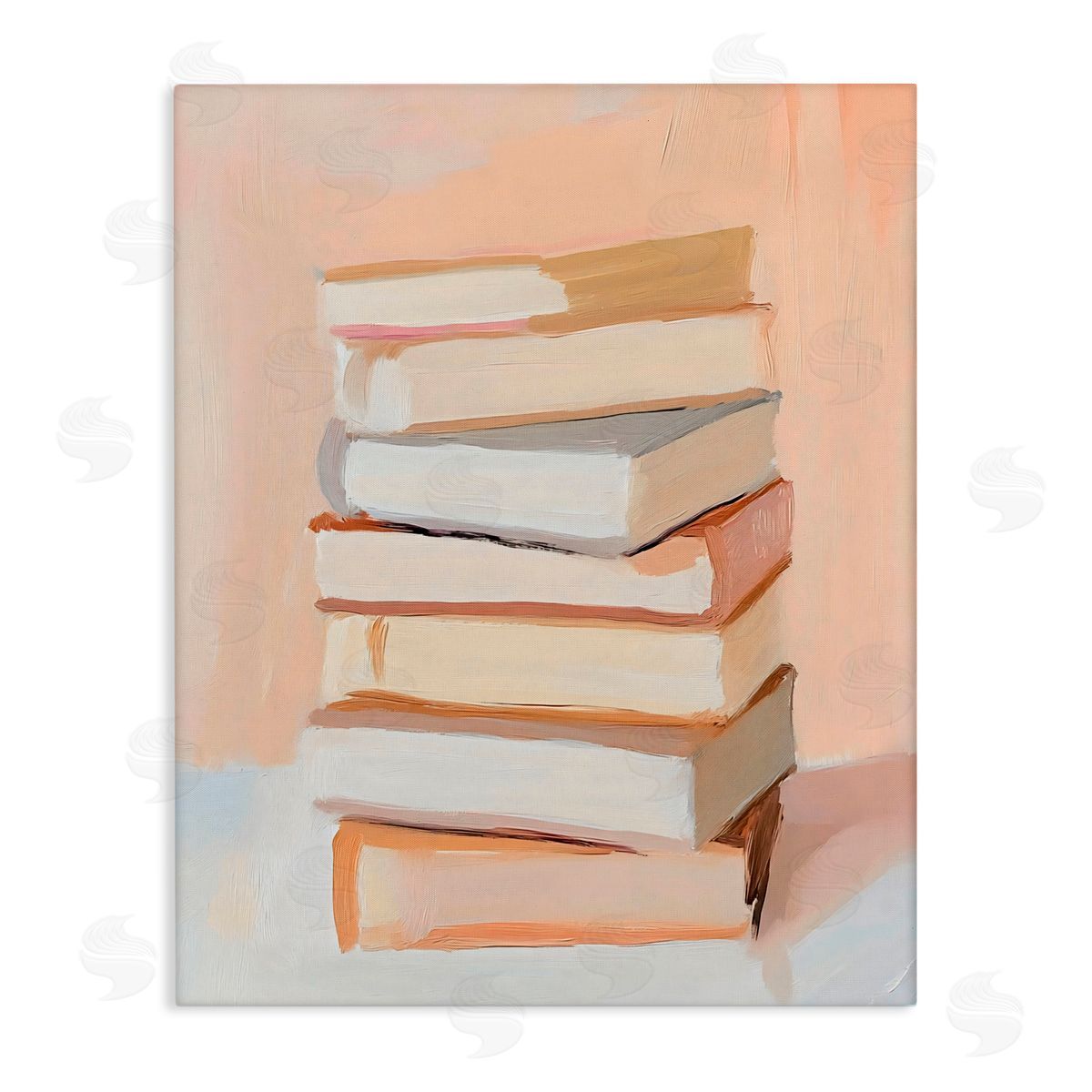 LSR Design Studio Book Stack Soft Orange Canvas Wall Art Print