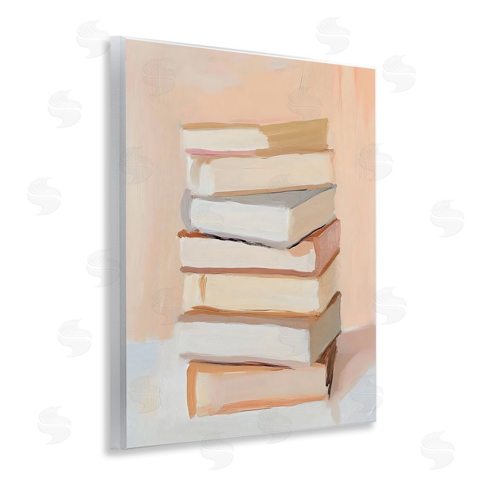 LSR Design Studio Book Stack Soft Orange Wall Plaque Art Print