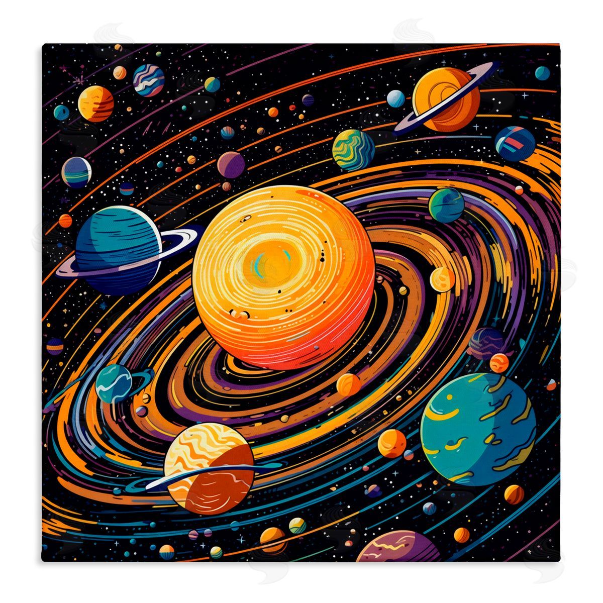 Creative Studio Planet Illustration Spiral Canvas Wall Art Print