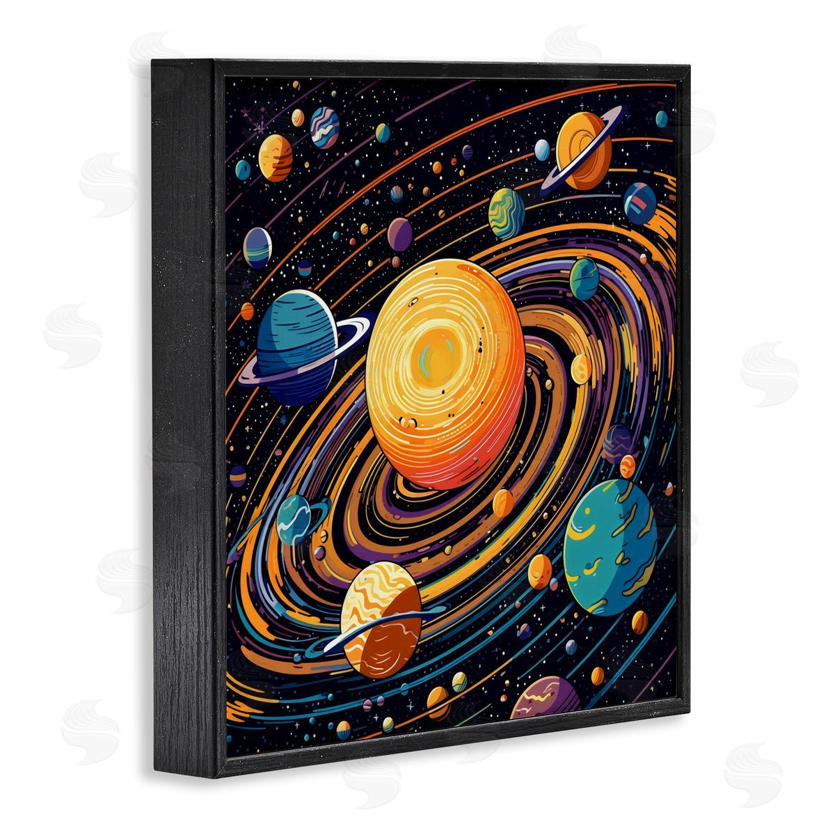 Creative Studio Planet Illustration Spiral Black Framed Giclee Art Print