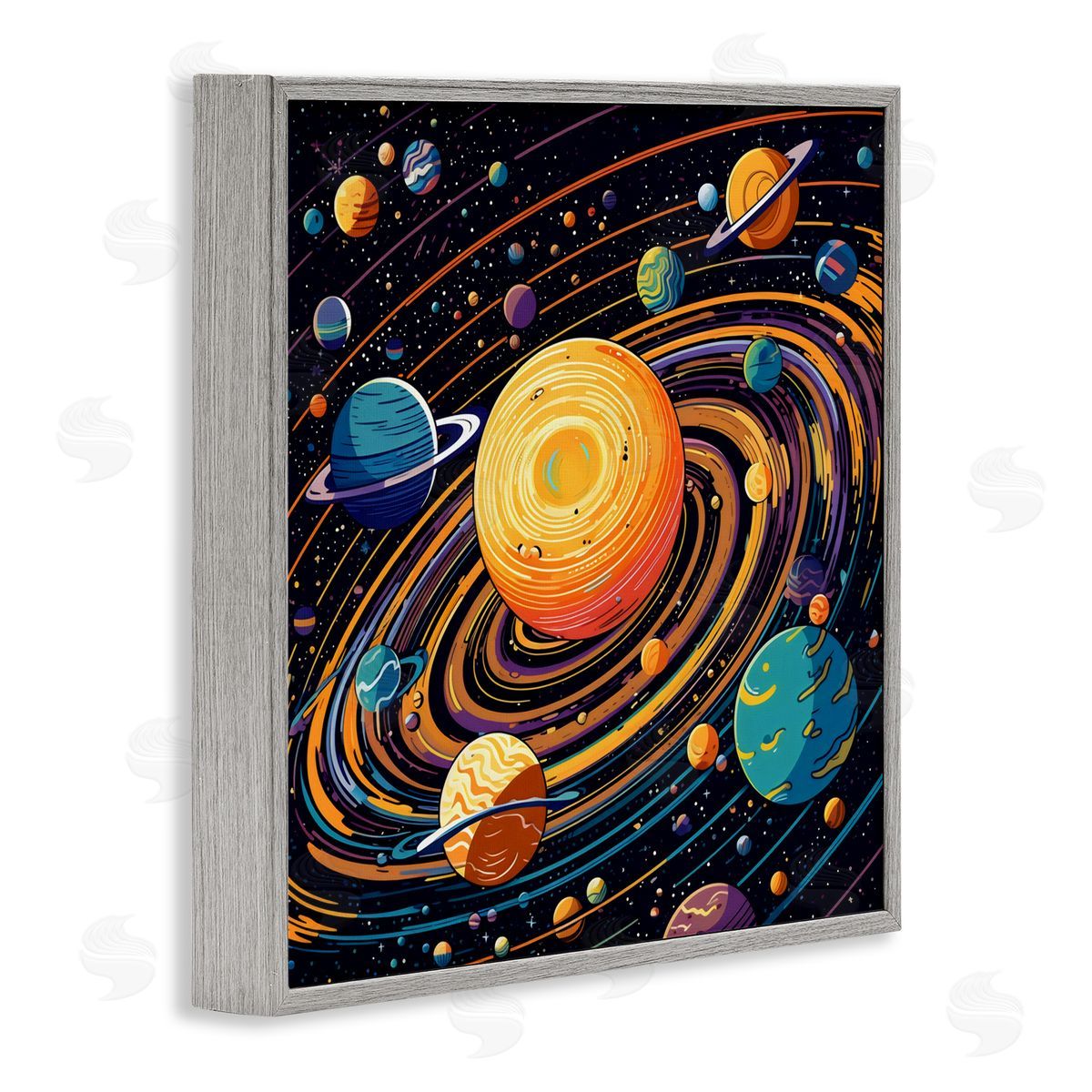 Creative Studio Planet Illustration Spiral Gray Framed Giclee Art Print