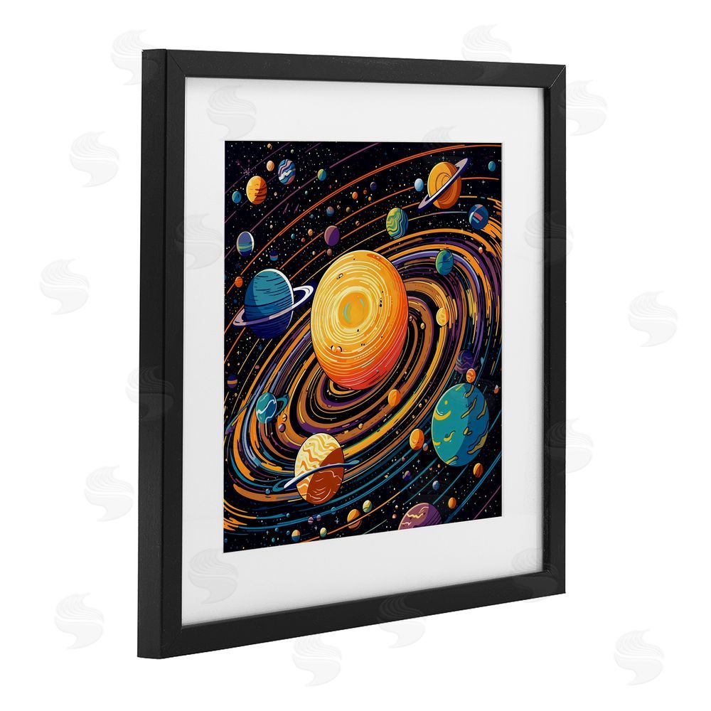 Creative Studio Planet Illustration Spiral Black Framed Print Under Glass Art