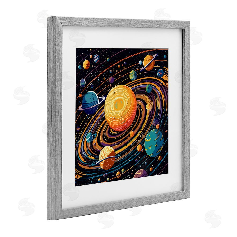 Creative Studio Planet Illustration Spiral Gray Framed Print Under Glass Art