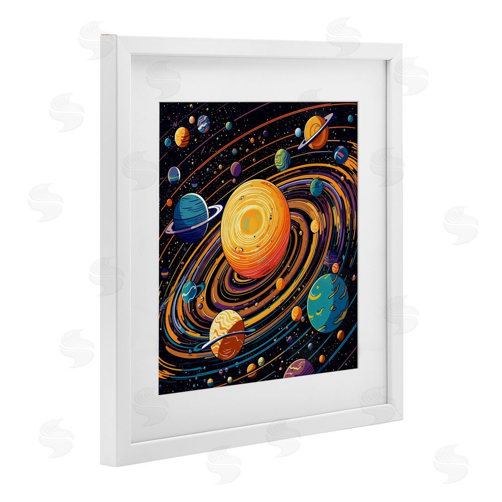 Creative Studio Planet Illustration Spiral White Framed Print Under Glass Art