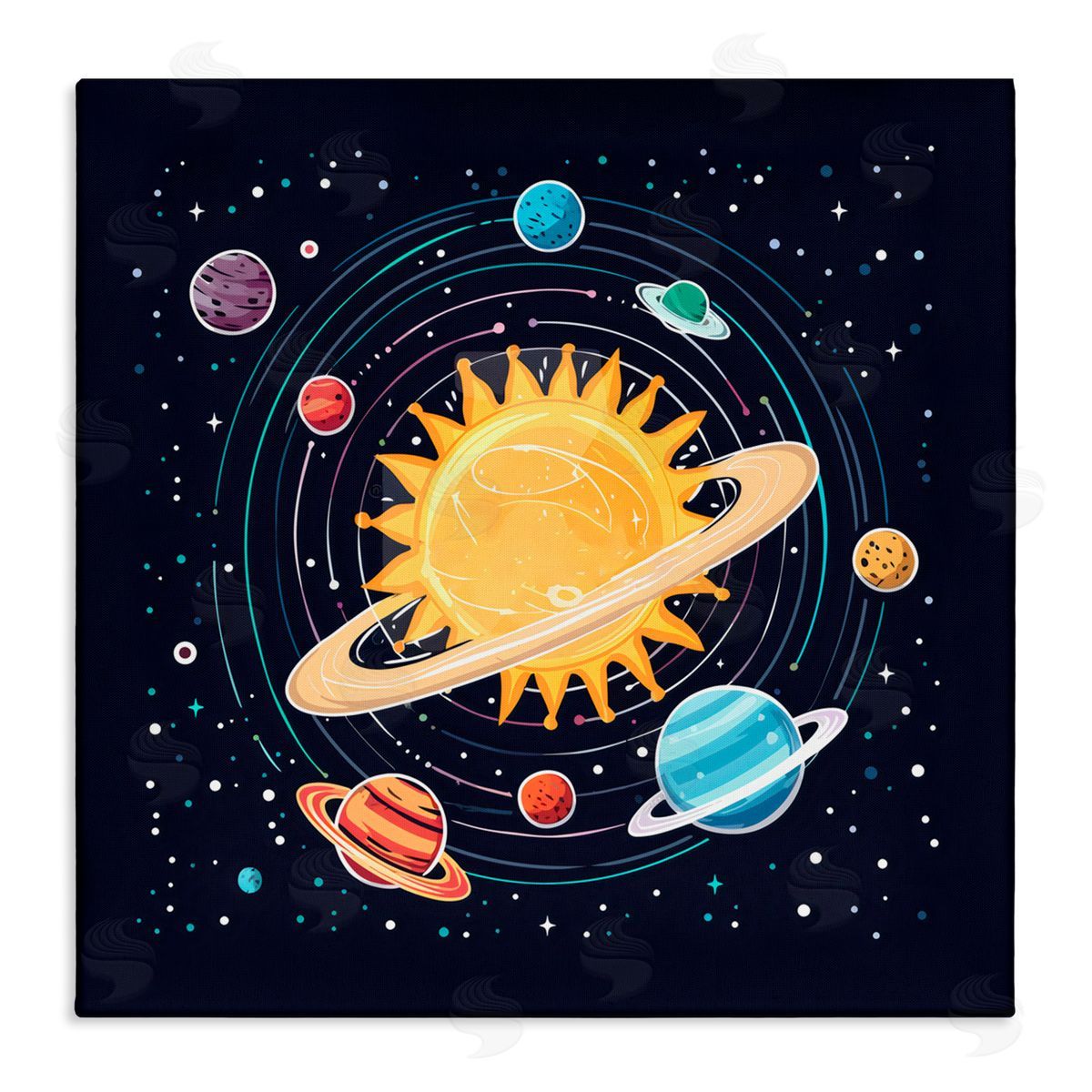 Creative Studio Solar System Planets Orbit Canvas Wall Art Print