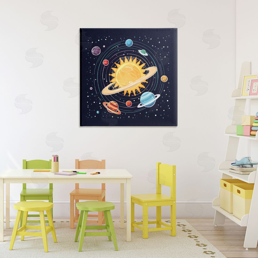 Creative Studio Solar System Planets Orbit Printed Wall Art in Room