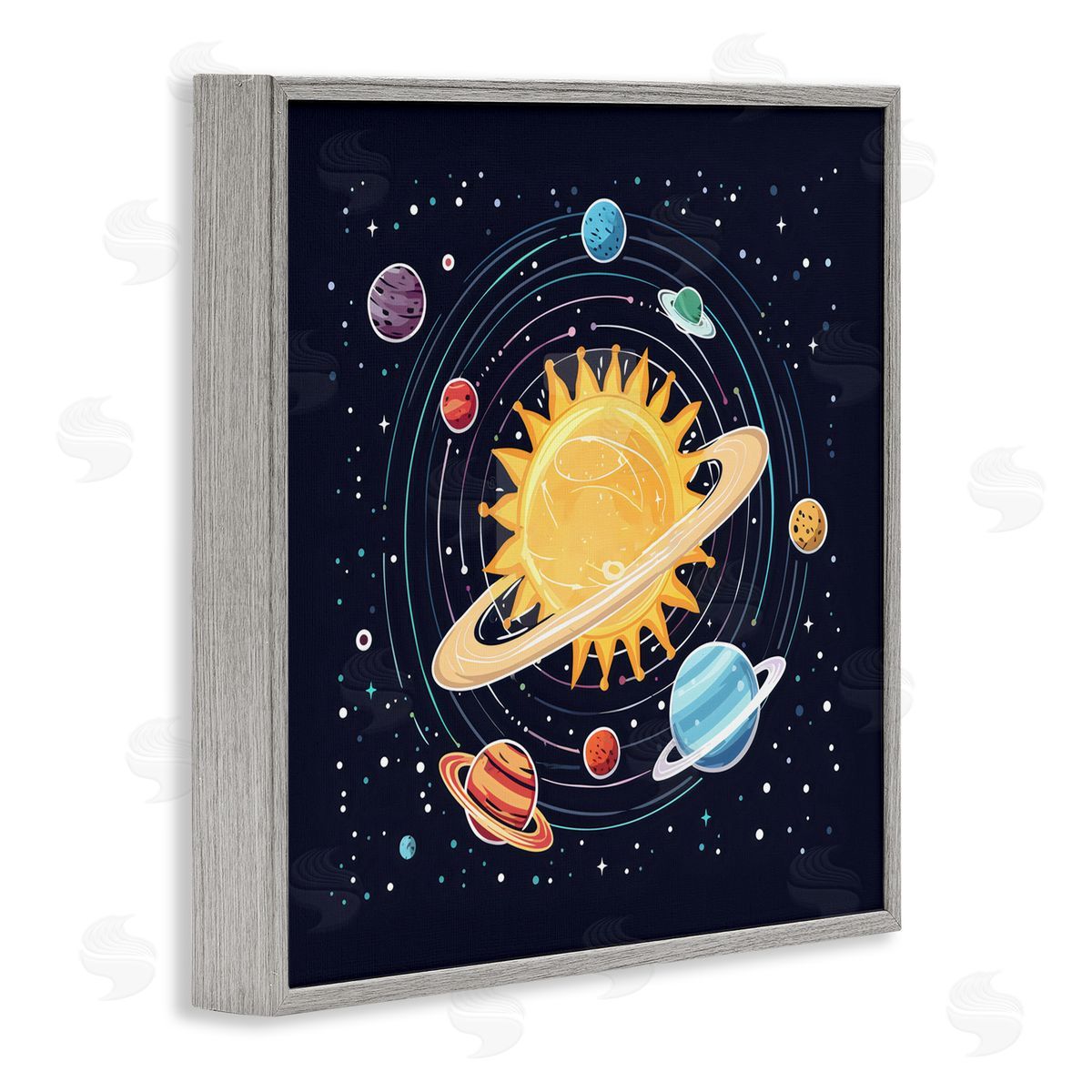 Creative Studio Solar System Planets Orbit Gray Framed Giclee Art Print