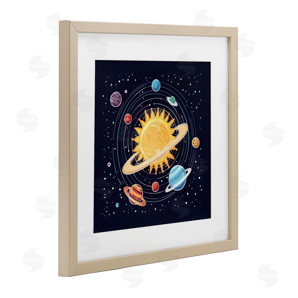 Creative Studio Solar System Planets Orbit Birch Framed Print Under Glass Art