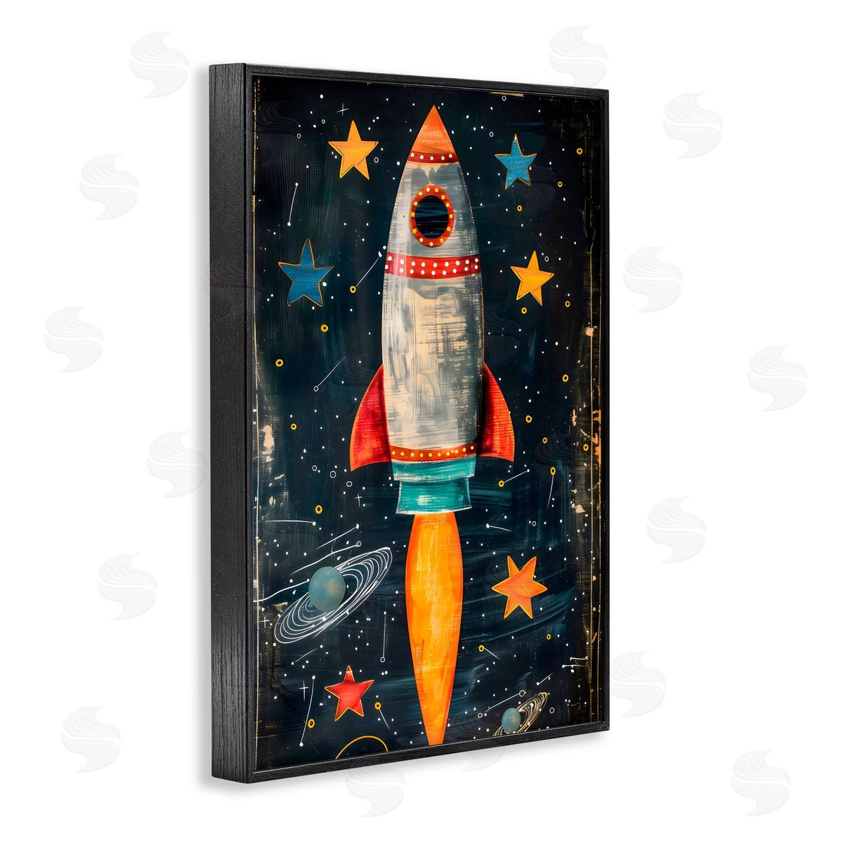 Creative Studio Blast Off Rocketship Black Framed Giclee Art Print