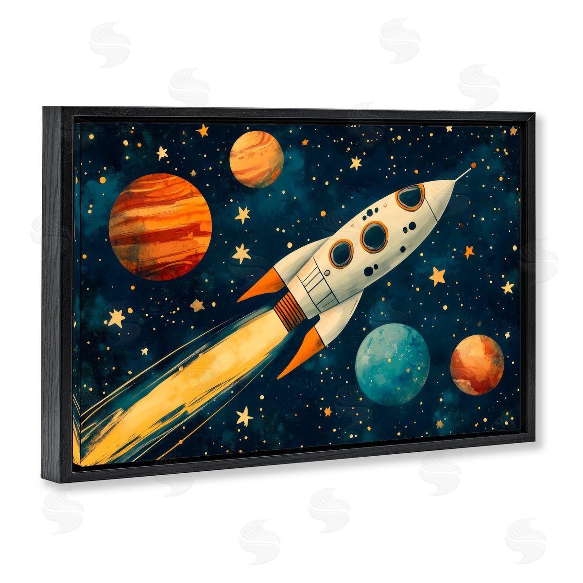 Creative Studio Soaring Through Space Black Floating Frame Canvas Wall Art Print