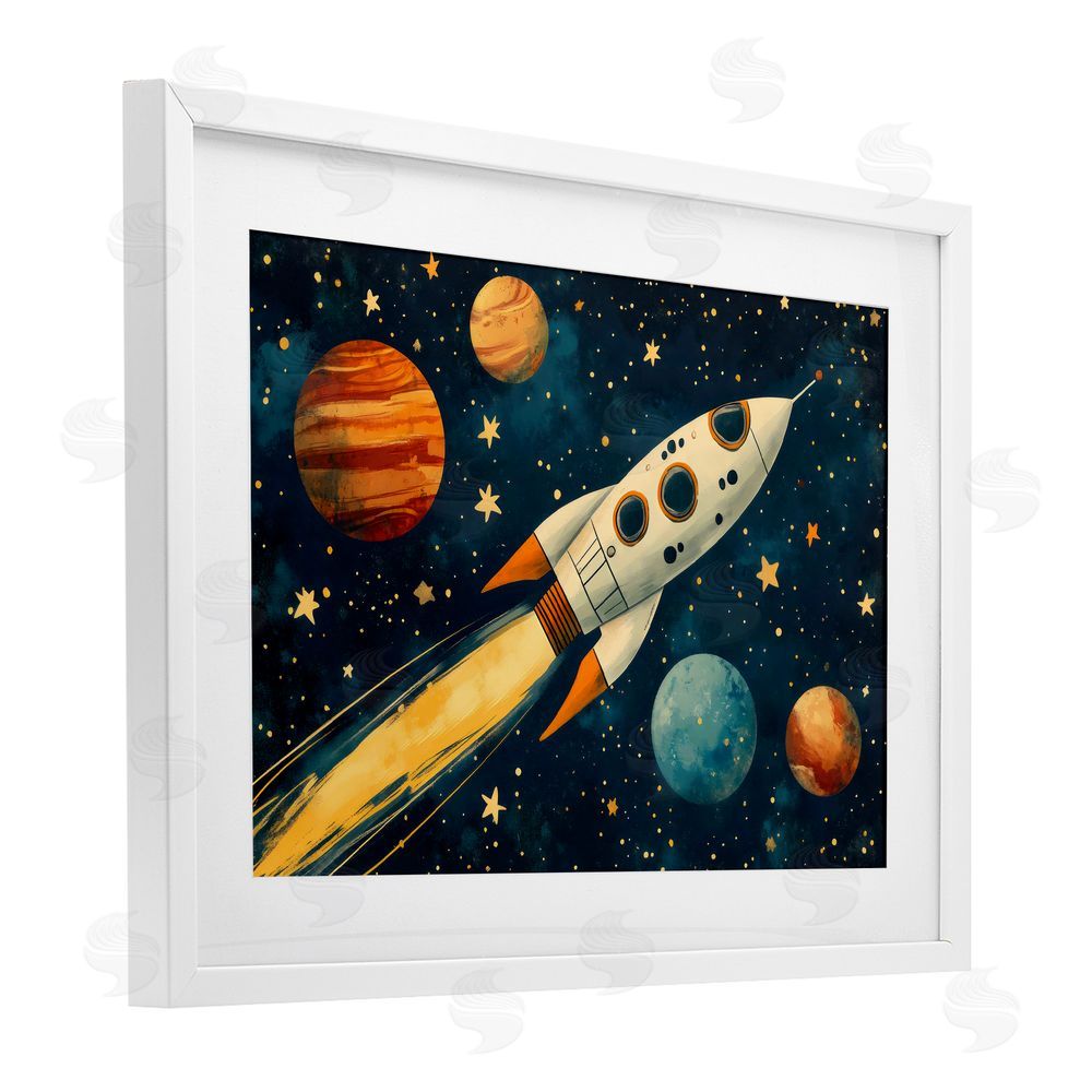 Creative Studio Soaring Through Space White Framed Print Under Glass Art
