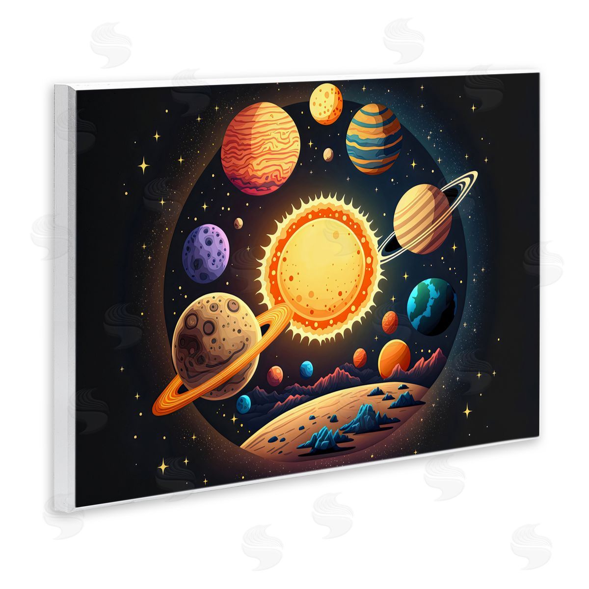 Creative Studio Round Cosmic Solar System Wall Plaque Art Print