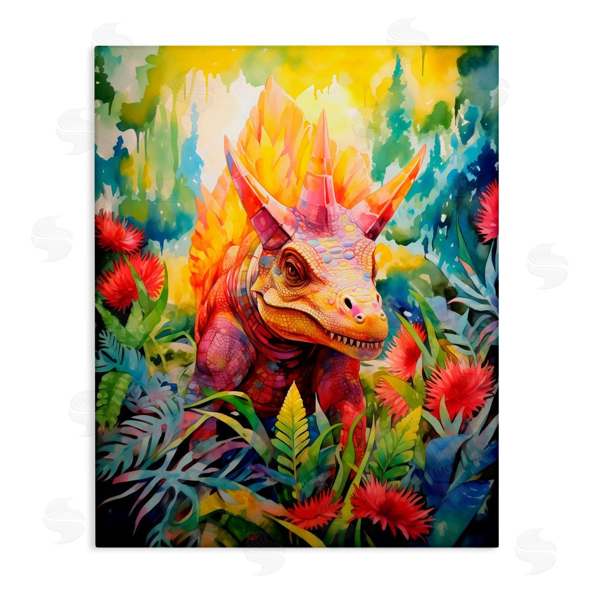 Creative Studio Colorful Dinosaur in Jungle Canvas Wall Art Print