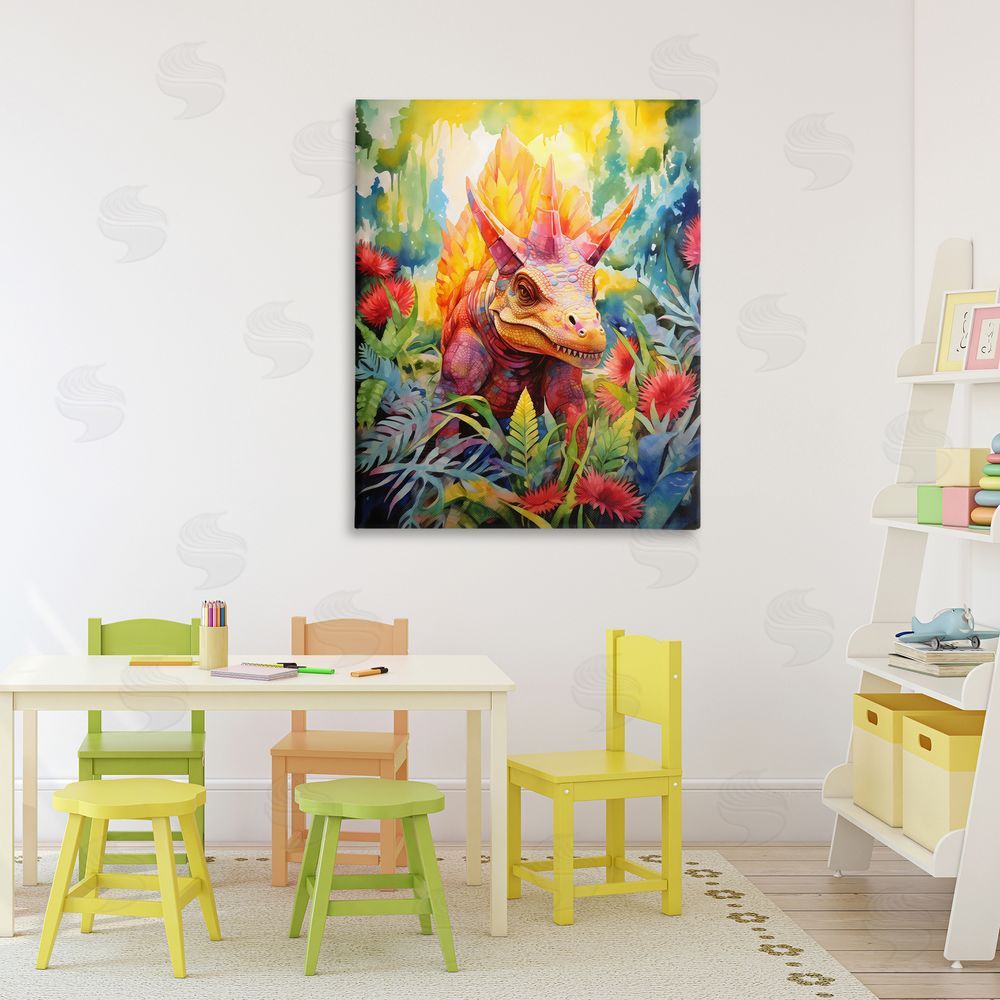 Creative Studio Colorful Dinosaur in Jungle Printed Wall Art in Room