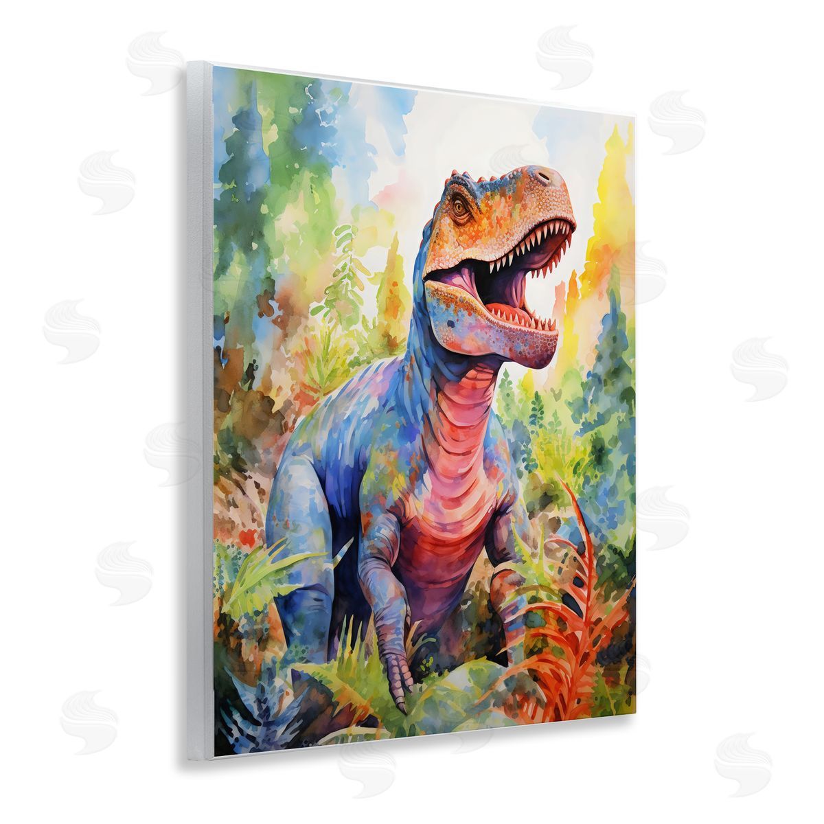 Creative Studio Colorful T-Rex Dinosaur in Jungle Wall Plaque Art Print