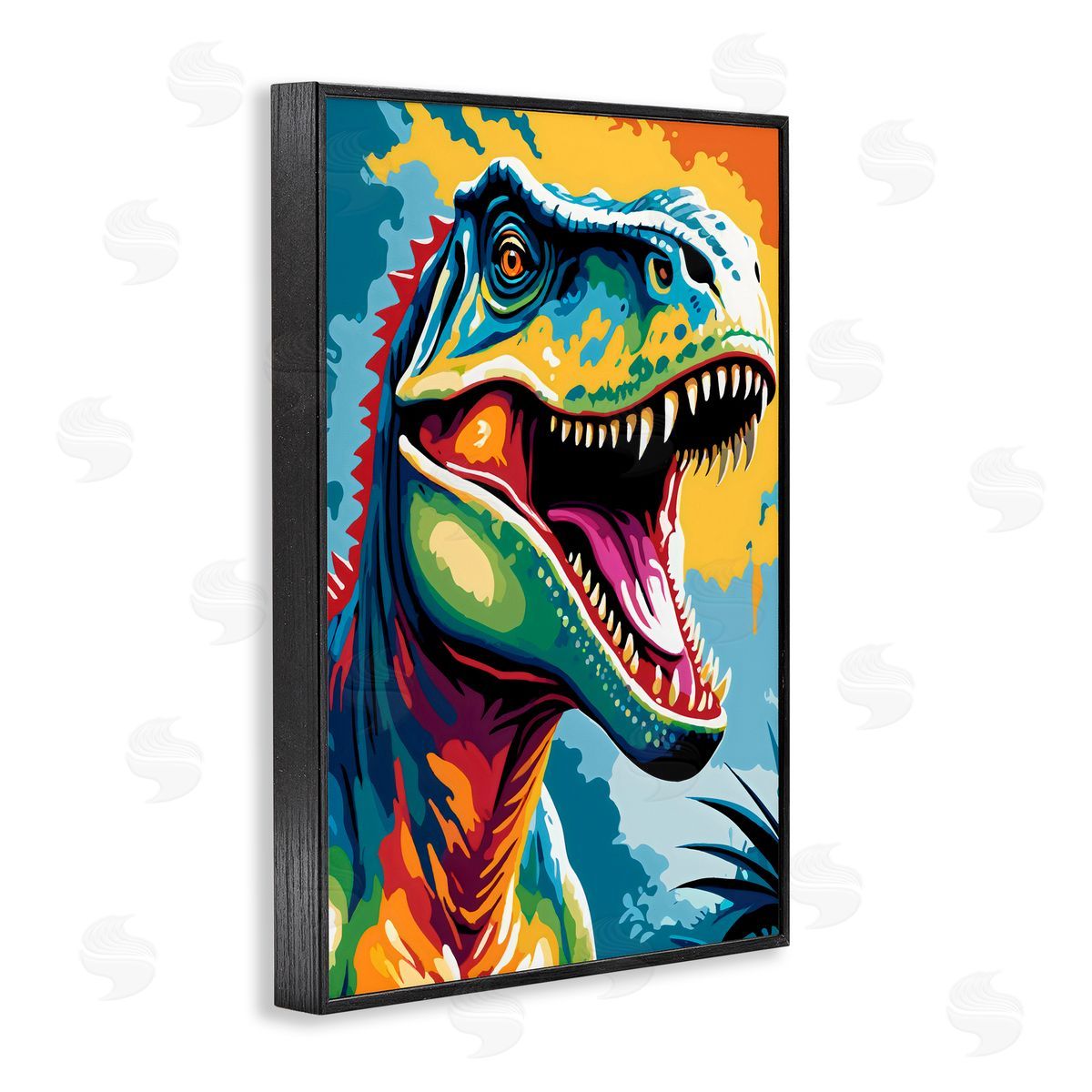 Creative Studio Colorful Roaring T-Rex Black Framed Giclee Art Print