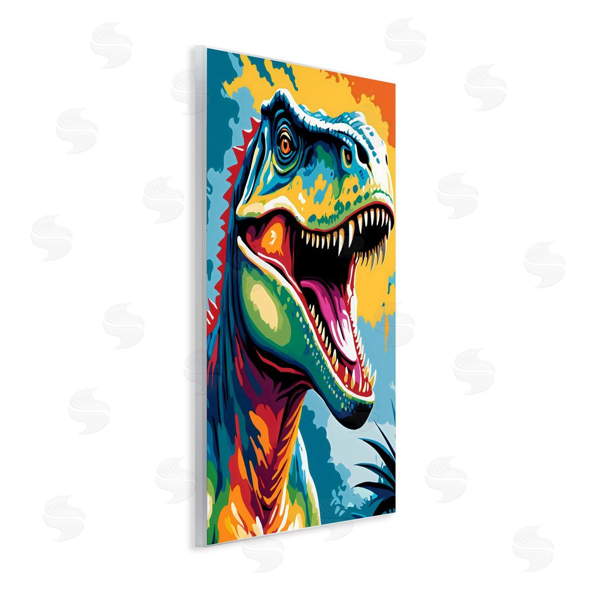 Creative Studio Colorful Roaring T-Rex Wall Plaque Art Print