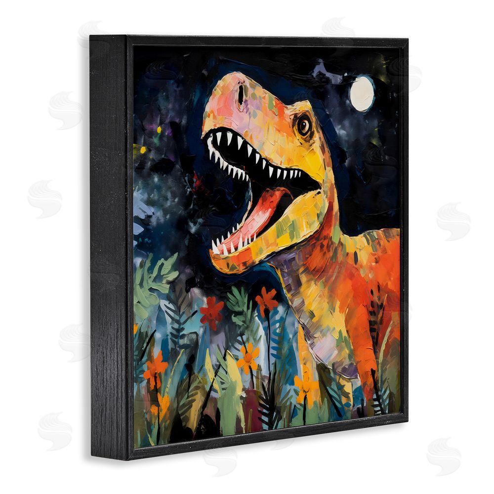 Creative Studio Nighttime Hunt Dinosaur Black Framed Giclee Art Print