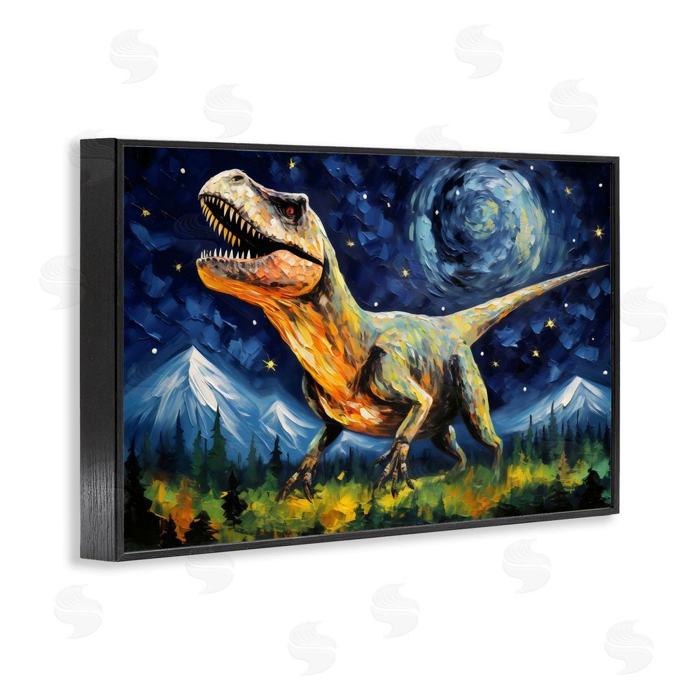 Creative Studio Dinosaur In Field with Mountains Black Framed Giclee Art Print