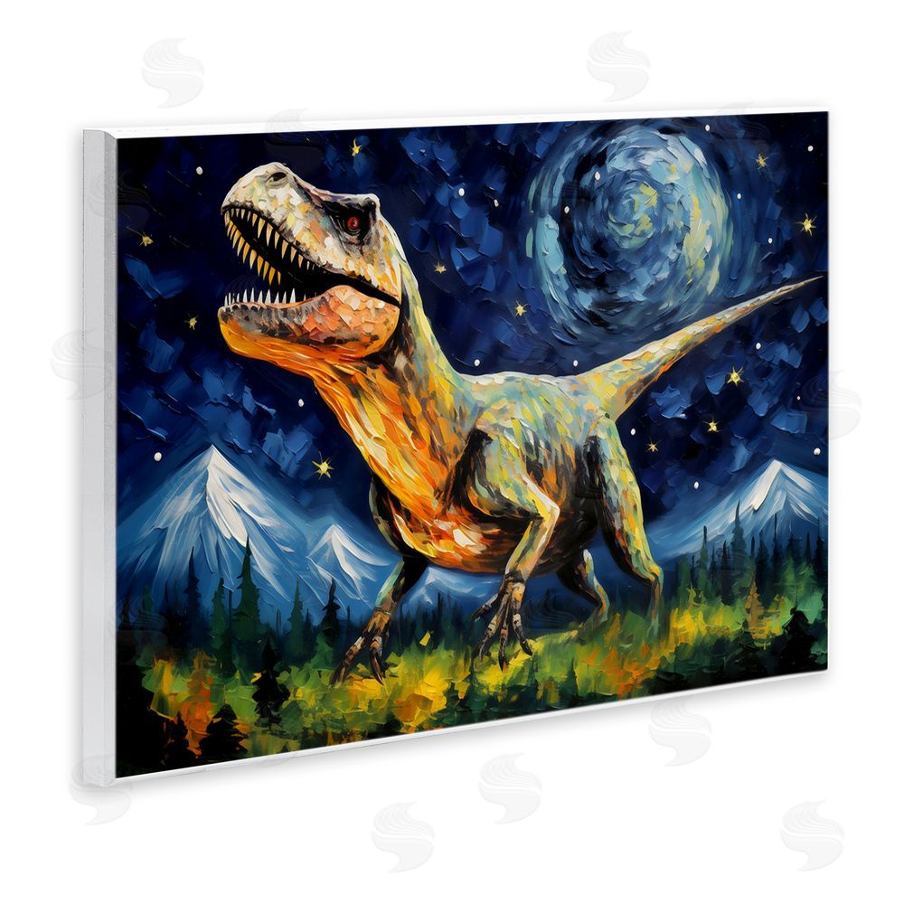 Creative Studio Dinosaur In Field with Mountains Wall Plaque Art Print