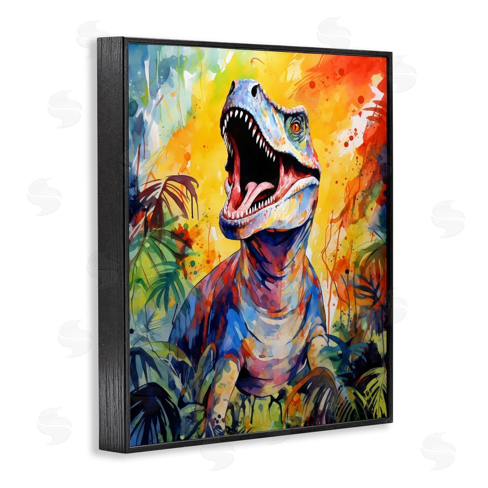 Creative Studio Fierce Roaring T-Rex Black Framed Giclee Art Print