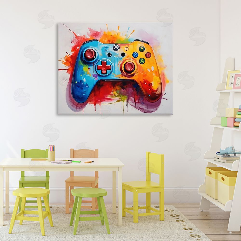 Creative Studio Colorful Video Game Controller Printed Wall Art in Room