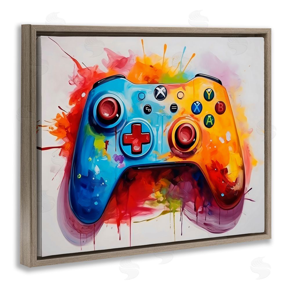 Creative Studio Colorful Video Game Controller Brown Floating Frame Canvas Art Print