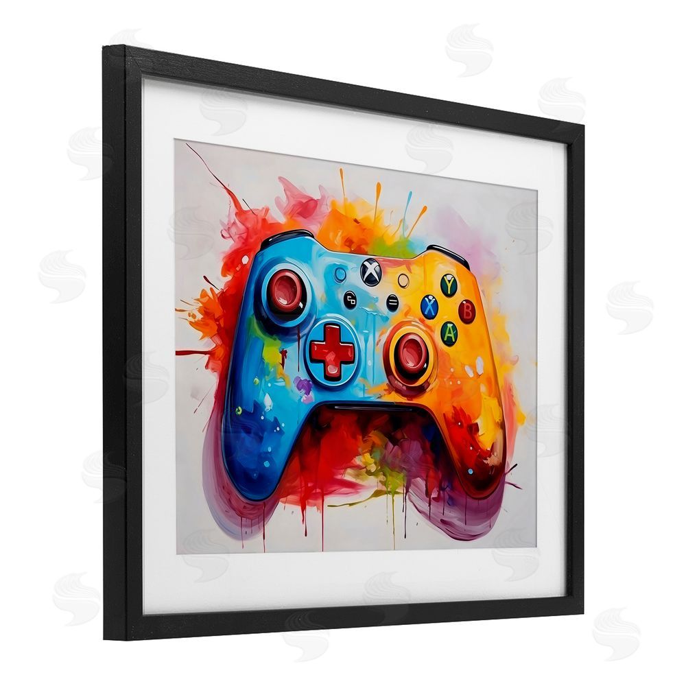 Creative Studio Colorful Video Game Controller Black Framed Print Under Glass Art