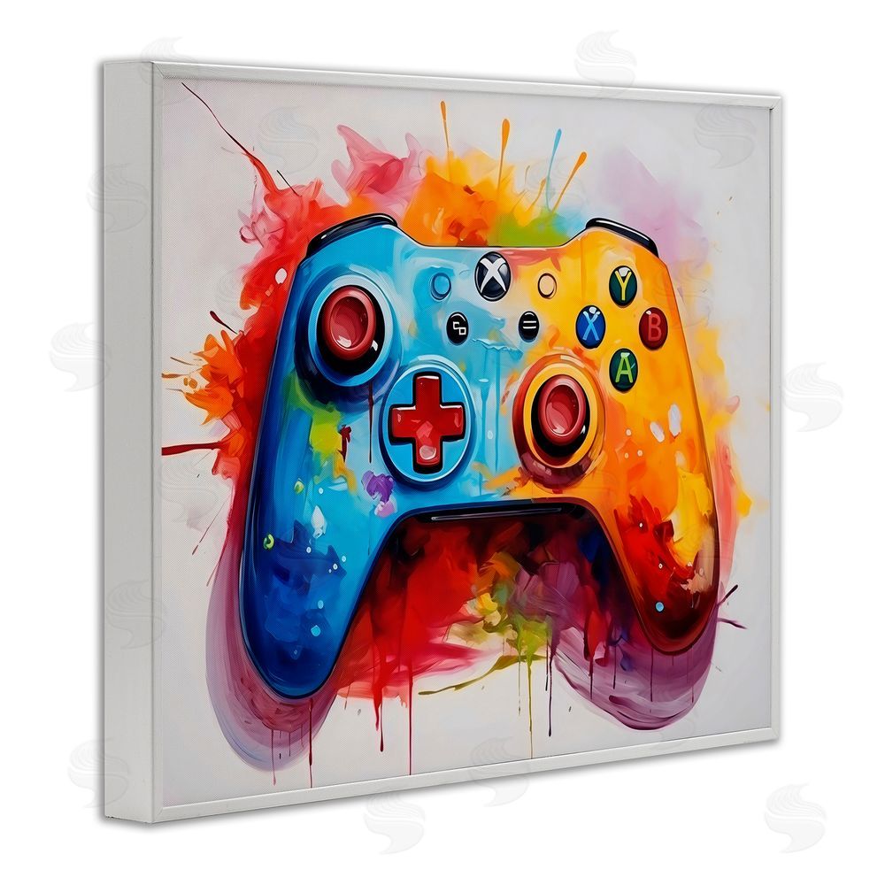Creative Studio Colorful Video Game Controller White Frame Giclee Art Print