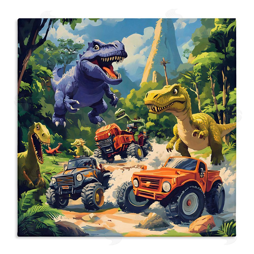 Creative Studio Dinosaurs & Monster Trucks Canvas Wall Art Print