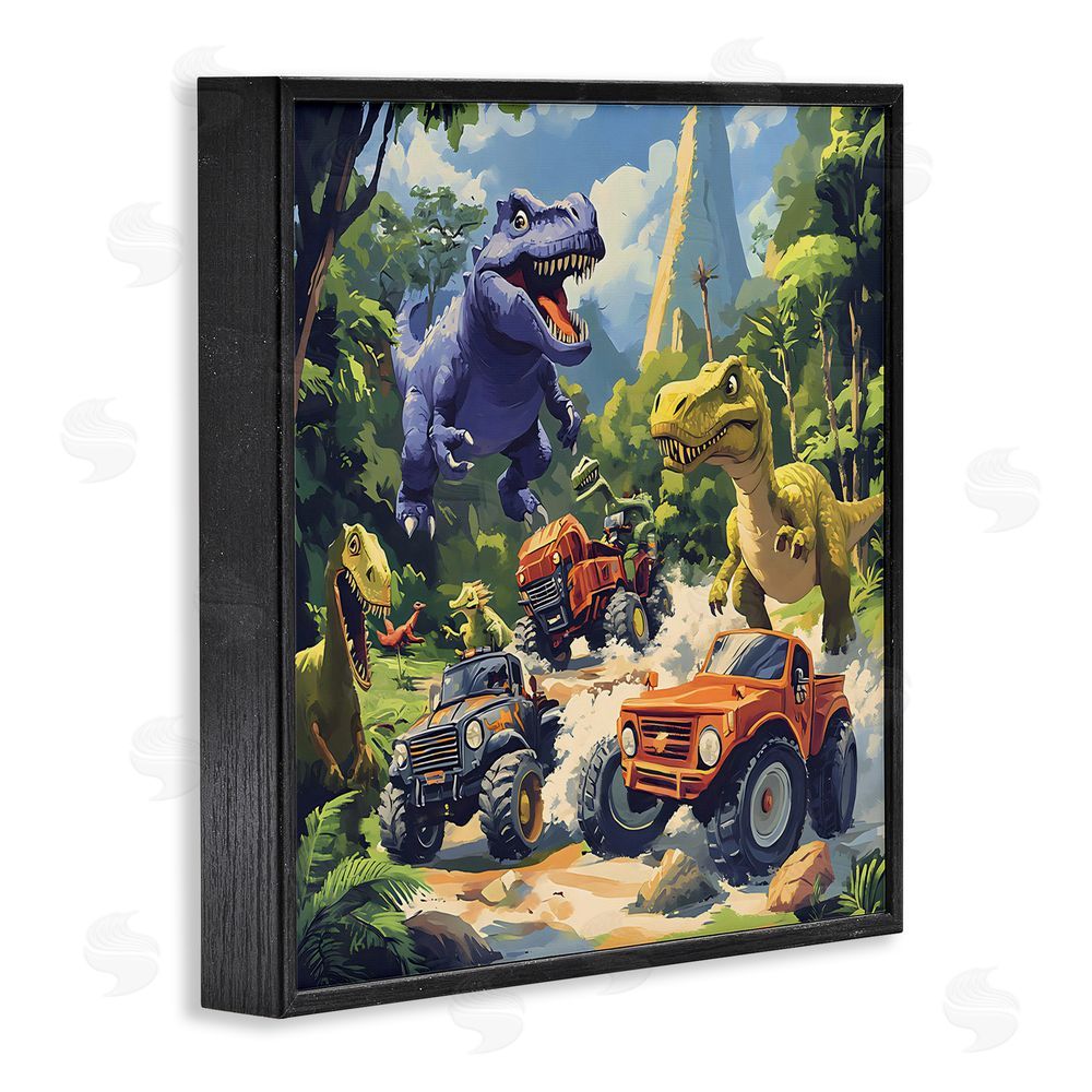 Creative Studio Dinosaurs & Monster Trucks Black Framed Giclee Art Print