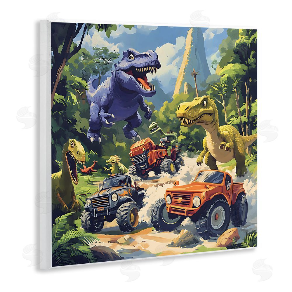 Creative Studio Dinosaurs & Monster Trucks Wall Plaque Art Print