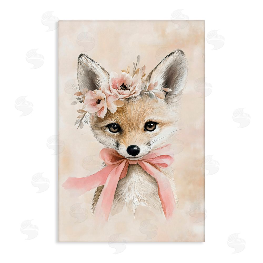 Creative Studio Sweet Baby Fox with Bow Canvas Wall Art Print