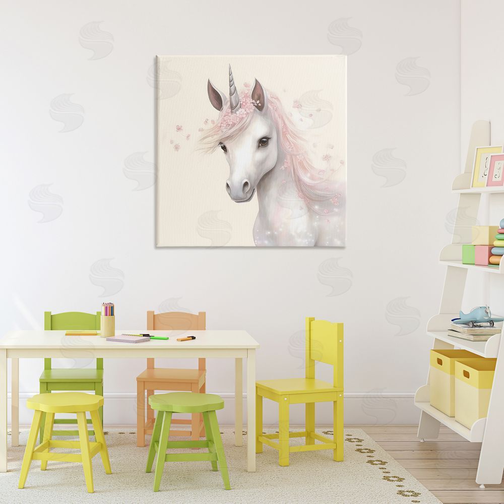 Creative Studio Fairy Unicorn Soft Petals Printed Wall Art in Room