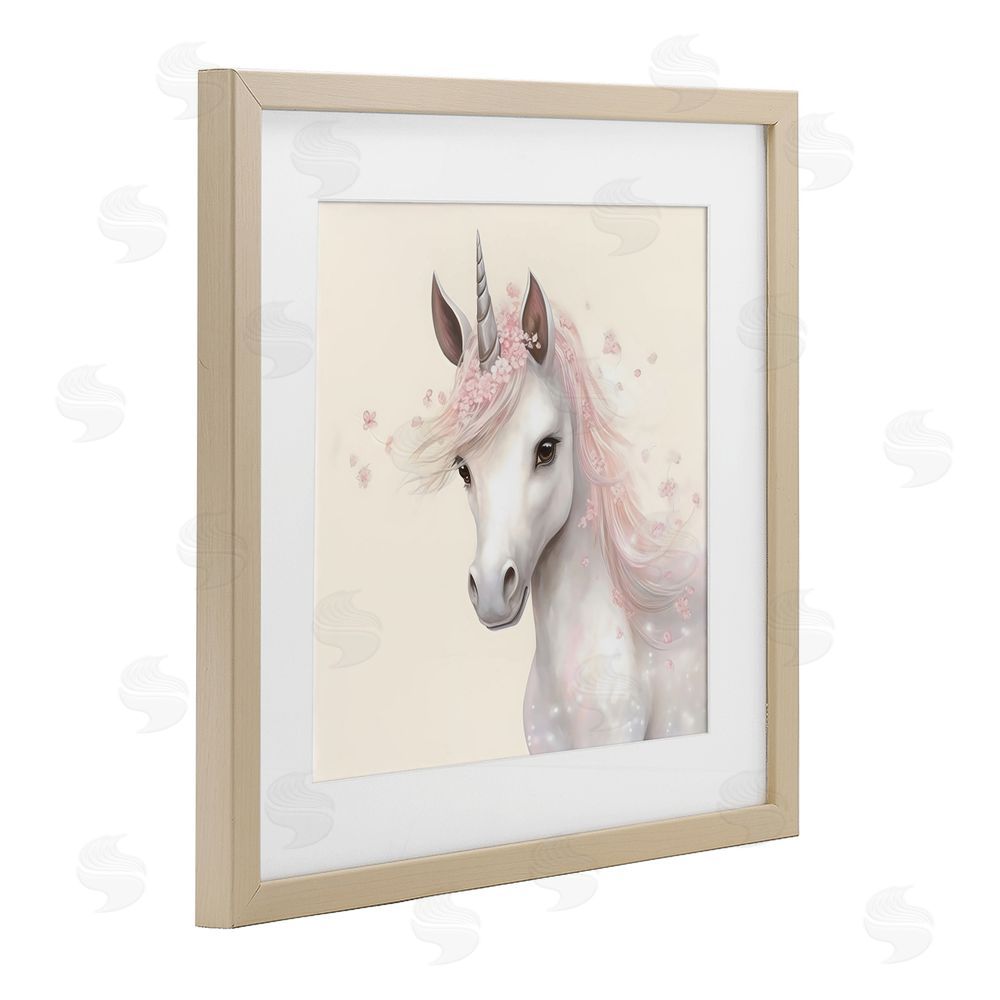 Creative Studio Fairy Unicorn Soft Petals Birch Framed Print Under Glass Art