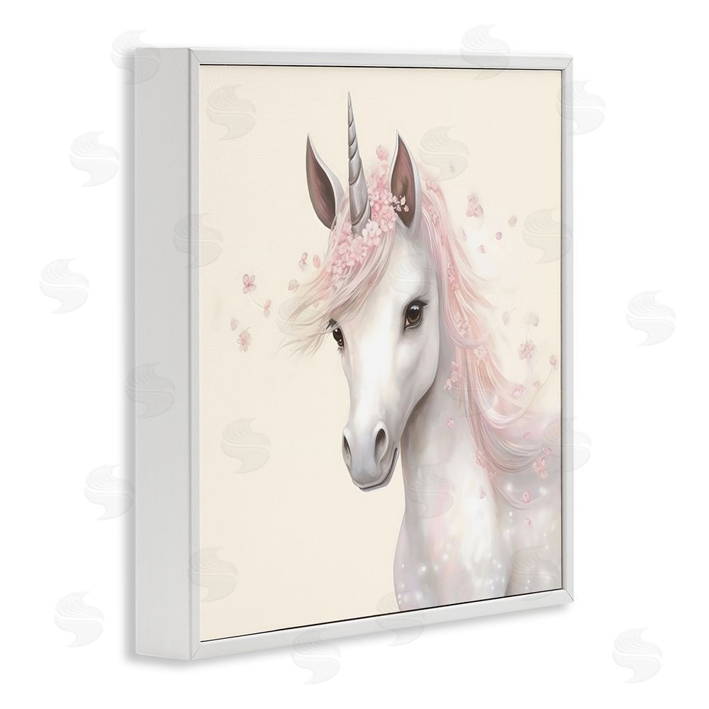 Creative Studio Fairy Unicorn Soft Petals White Frame Giclee Art Print