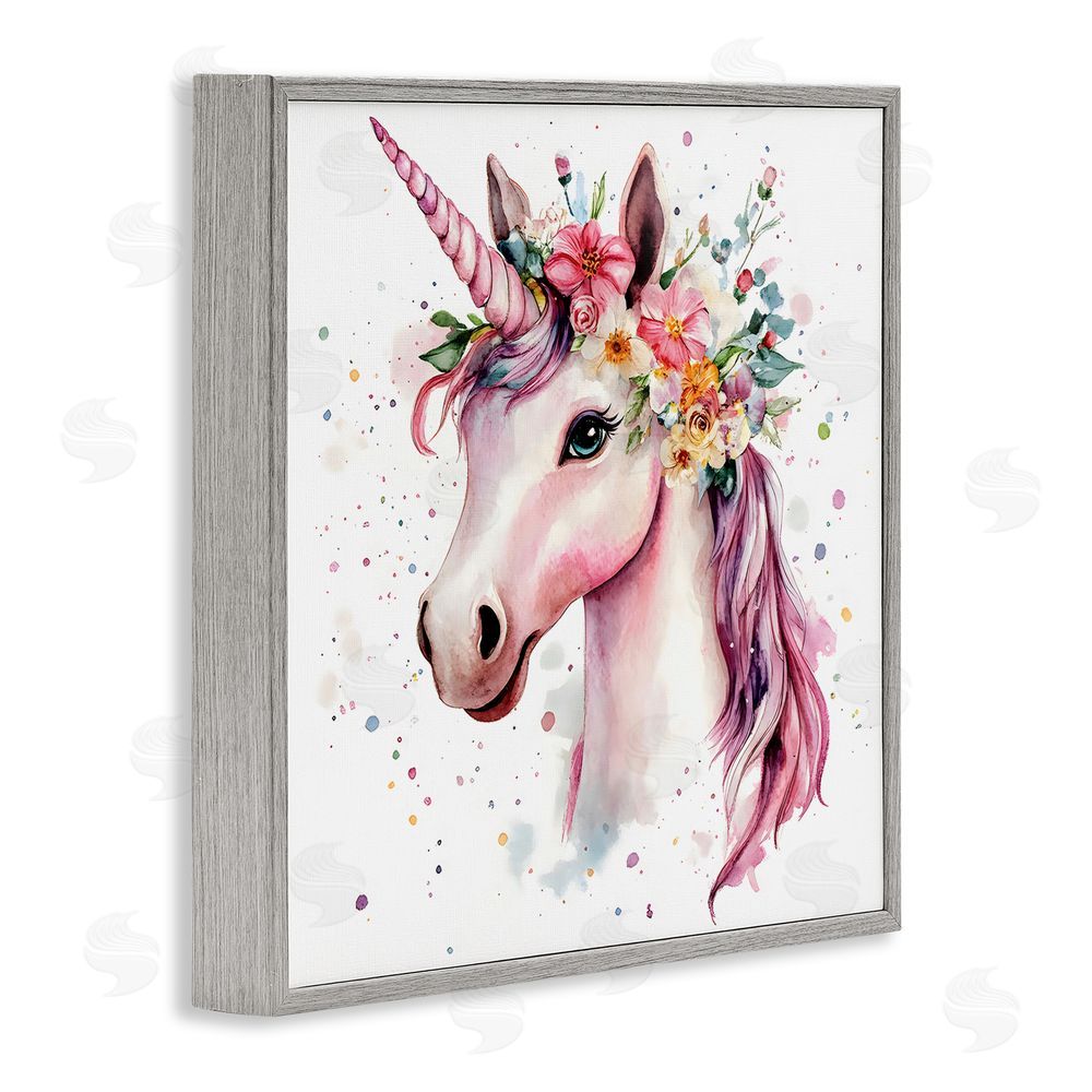 Creative Studio Majestic Unicorn Modern Splatter Gray Framed Giclee Art Print